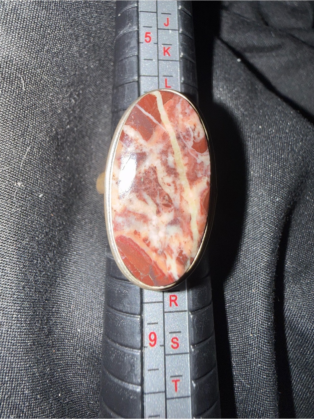 Coconut Jasper Marble Stone Ring - Silver Setting